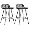 vidaXL 2x Sedie da Bar Nere in Rattan Rustici Sgabelli Alti Angolo Cucina vidaXL