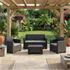 BICA Salotto da Giardino Divano 2 Posti 2 Poltrone Tavolino Antracite Nebraska 2