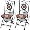 vidaXL Set 2 pz Sedia Bistro in Ferro da Giardino Esterno con Mosaico Blu/Bianco vidaXL