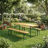 VivaGarden Set Birreria Pieghevole Tavolo+2 Panche Acciaio/Legno 220x70 cm