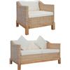vidaXL Divano a 2 Posti con Cuscini in Rattan Naturale Sofa Arredo Salotto vidaXL