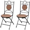 vidaXL Set 2 pz Sedia Bistro in Ferro da Giardino Esterno con Mosaico Blu/Bianco vidaXL