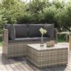 vidaXL Poggiapiedi Giardino con Cuscino Grigio 55x55x30 cm Polyrattan pediera vidaXL