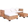 vidaXL Set Divani Rattan Naturale 27 pz SofÃ Ottomane Cuscini Modelli Diversi vidaXL