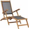 vidaXL Sedia Esterno con Poggiapiedi Massello di Teak Nera Sdraio Prendisole vidaXL
