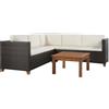 vidaXL Divani Set da Giardino 15pz Polyrattan Marrone e Bianco Poltrone Sofà vidaXL
