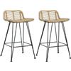 vidaXL 2x Sedie da Bar Nere in Rattan Rustici Sgabelli Alti Angolo Cucina vidaXL