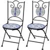 vidaXL Set 2 pz Sedia Bistro in Ferro da Giardino Esterno con Mosaico Blu/Bianco vidaXL