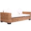 vidaXL Divano da Giardino3 Posti in Rattan Naturale Cuscini Sofa per Esterni vidaXL