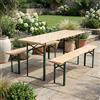 Domus Tavolo da Giardino Set Birreria Tavolo + 2 Panche 200x60x76 cm Legno