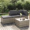 vidaXL Poggiapiedi Giardino con Cuscino Grigio 55x55x30 cm Polyrattan pediera vidaXL