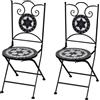vidaXL Set 2 pz Sedia Bistro in Ferro da Giardino Esterno con Mosaico Blu/Bianco vidaXL