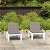 vidaXL 1/2x Sedie a Sdraio da Giardino con Cuscini in Plastica Bianco/Grigio vidaXL