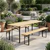 LIF Tavolo da Giardino Set Birreria Tavolo + 2 Panche 220x70x76 Legno Beer Set