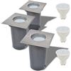 vidaXL 3x Faretto Carrabile LED Quadrato per Esterno Calpestabile Interrata vidaXL