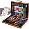 BAKAJI Valigetta Legno Pittore 159pz Colori Pittura Pastelli Acquerelli Professionale