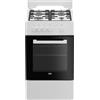 Beko Cucina a Gas 4 Fuochi Forno a Gas 50x60 cm Coperchio Bianco/Nero FSG522DWC