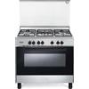 De Longhi Cucina a Gas 5 Fuochi con Forno Multifunzione 90x60 cm Inox FMX 96