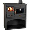 GODINO Cucina a Legna con Forno 10 kW Volume 305 m3 75x45 cm Nero Parity Mia