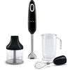 Smeg HBF03BLEU Frullatore a immersione colore Nero, con accessori inclusi, Caraf