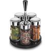 Giannini Glossy set 5 barattoli portaspezie base nera