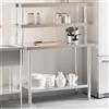 vidaXL Tavolo Lavoro Cucina con Ripiano 110x55x150 cm Acciaio Inox vidaXL