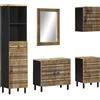 vidaXL Set Mobili da Bagno 5 pz in Legno Massello di Mango vidaXL