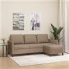vidaXL Divano a 3 Posti con Poggiapiedi Cappuccino 180cm in Similpelle vidaXL