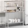 vidaXL Tavolo Lavoro Cucina con Ripiano 110x55x150 cm Acciaio Inox vidaXL