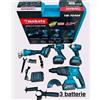MAKOTA KIT 4 IN 1 MAKOTA TASSEL TRAPANO IMPULSI TRAPANO AVVITATORE FLEX 3 BATTERIE 88v