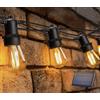 CATENA LUMINOSA LED 10M CON 10 LAMPADINE LUCI CALDE ESTERNE CON PANNELLO SOLARE