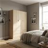 FORES HABITAT Armadio Guardaroba 3 ante battenti 135x52x200 cm Rovere