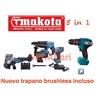 MAKOTA Kit 5 In 1 Motori Brushless Makota Flex Trapano Impulsi Avvitatore Tassellatore