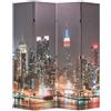 vidaXL Legno Abete Paravento Pieghevole Stampa New York Notte 120x170cm Separè vidaXL