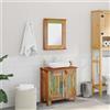 vidaXL Armadietto Mobili Arredo da Bagno Vanity con Specchio Legno Massello vidaXL
