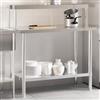 vidaXL Tavolo Lavoro Cucina con Ripiano 110x55x120 cm Acciaio Inox vidaXL