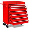 vidaXL Carrello Portautensili Lavoro Officina 7 Cassetti Rosso Porta Attrezzi vidaXL