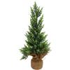 BAKAJI Albero di natale 55cm Alberello Pino con Base Sacco Iuta Decorazione Natalizia