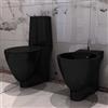 vidaXL Sanitari da Bagno Parete in Ceramica Nera WC e Bidè Bidet Toilette vidaXL