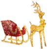 BAKAJI Renna Natalizia con Slitta Luminosa per Esterno 8 Funzioni Bianco Caldo Natale