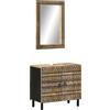 vidaXL Set Mobili da Bagno 2pz in Legno Massello di Mango vidaXL