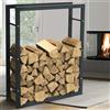 BAKAJI Portalegna Supporto Metallo Porta Legna Interno Legnaia Camino Stufa 100x80x25cm