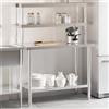 vidaXL Tavolo Lavoro Cucina con Ripiano 110x55x150 cm Acciaio Inox vidaXL