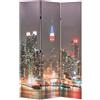 vidaXL Legno Abete Paravento Pieghevole Stampa New York Notte 120x170cm Separè vidaXL