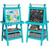 DecHome Lavagna per Bambini con Cavalletto 3 in 1 59x48x118 cm Blu BUA584F