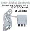 Sanico Alimentatore antenna TV da interno 2 uscite F 300mA 12V