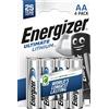 Energizer Ultimate Lithium AA (Confezione da 4) Pile 1,5V Le batterie AA di più
