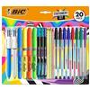 Bic Pacchetto di scrittura multicolore BIC di 20 pezzi vari - 6 BIC Crystal original
