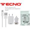 TECNO KIT DI RICARICA HOME E CAR PER IPHONE 5/6/7 CAVO FLAT BLACK B-2016