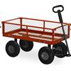 Ecovelò CARRELLO DA GIARDINO CON SPONDE RIMORCHIO A MANO 4 RUOTE PORTA PACCHI MAX 300KG